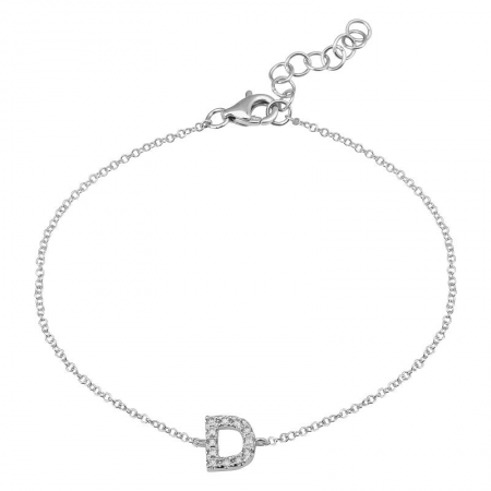 14K White Gold Diamond initial Bracelet