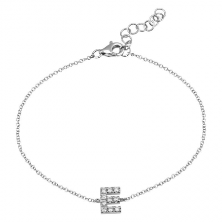 14K White Gold Diamond initial Bracelet