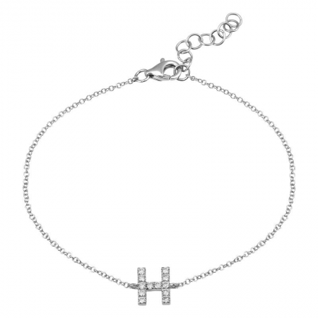 14K White Gold Letter H Bracelet