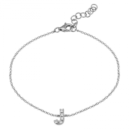 14K White Gold Diamond initial Bracelet