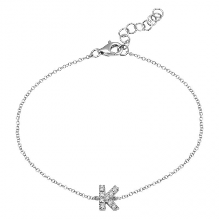 14K White Gold Diamond initial Bracelet