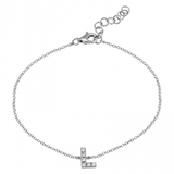 14K White Gold Diamond initial Bracelet