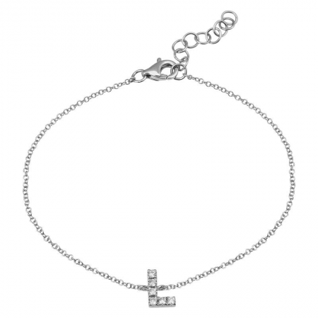 14K White Gold Diamond initial Bracelet