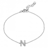 14K White Gold Diamond initial Bracelet