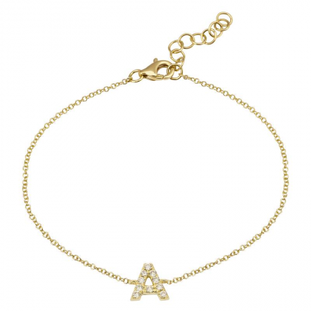 14K Yellow Gold Diamond initial Bracelet-Bracelets-Maurice's Jewelers-A-