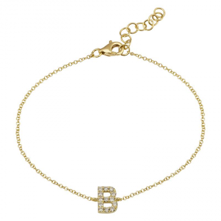 14K Yellow Gold Diamond initial Bracelet-Bracelets-Maurice's Jewelers-B-