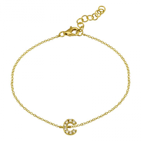 14K Yellow Gold Diamond initial Bracelet-Bracelets-Maurice's Jewelers-C-