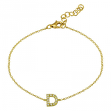 14K Yellow Gold Diamond initial Bracelet-Bracelets-Maurice's Jewelers-D-