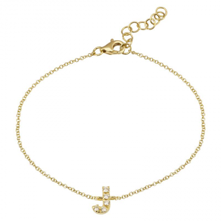 14K Yellow Gold Diamond initial Bracelet-Bracelets-Maurice's Jewelers-J-