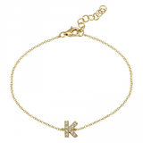 14K Yellow Gold Diamond initial Bracelet