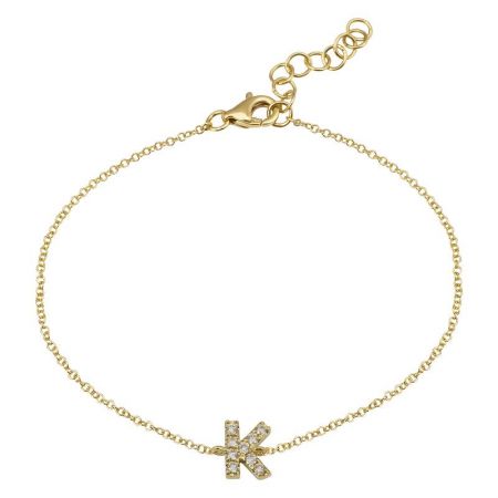 14K Yellow Gold Diamond initial Bracelet-Bracelets-Maurice's Jewelers-K-