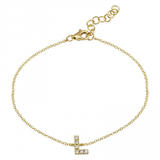 14K Yellow Gold Diamond initial Bracelet-Bracelets-Maurice's Jewelers-L-