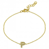 14K Yellow Gold Diamond initial Bracelet-Bracelets-Maurice's Jewelers-P-