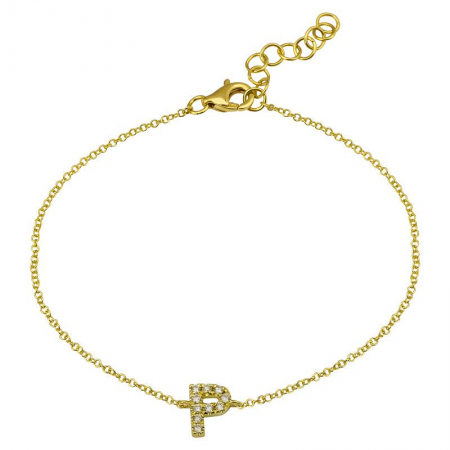 14K Yellow Gold Diamond initial Bracelet-Bracelets-Maurice's Jewelers-P-