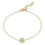 14K Yellow Gold Diamond initial Bracelet-Bracelets-Maurice's Jewelers-R-