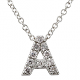 14K White Gold Diamond Small Initial Necklace-Necklaces-Maurice's Jewelers-A-