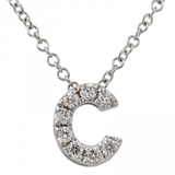 14K White Gold Diamond Small Initial Necklace-Necklaces-Maurice's Jewelers-C-