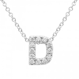 14K White Gold Diamond Small Initial Necklace