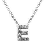 14K White Gold Diamond Small Initial Necklace