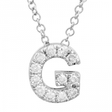 14K White Gold Diamond Small Initial Necklace