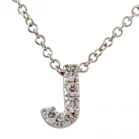 14K White Gold Diamond Small Initial Necklace-Necklaces-Maurice's Jewelers-J-
