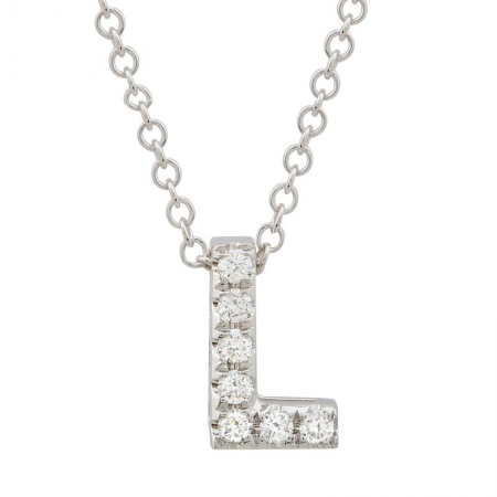 14K White Gold Diamond Small Initial Necklace-Necklaces-Maurice's Jewelers-L-