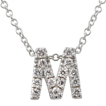14K White Gold Diamond Small Initial Necklace-Necklaces-Maurice's Jewelers-M-