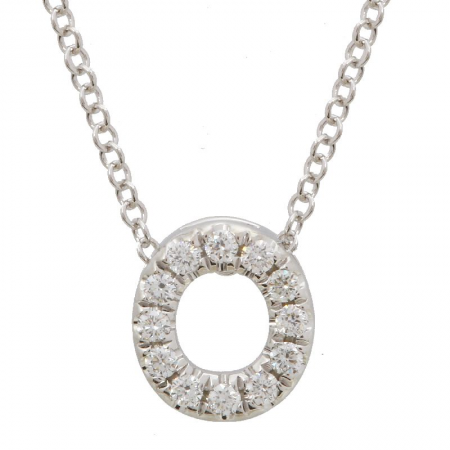 14K White Gold Diamond Small Initial Necklace-Necklaces-Maurice's Jewelers-O-