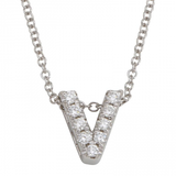 14K White Gold Diamond Small Initial Necklace