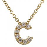 14K Yellow Gold Diamond Small Initial Necklace