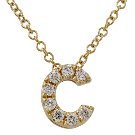 14K Yellow Gold Diamond Small Initial Necklace-Necklaces-Maurice's Jewelers-