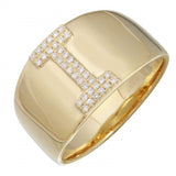 14K Yellow Gold Diamond Block Initial Ring (A-Z)-Rings-superbell-