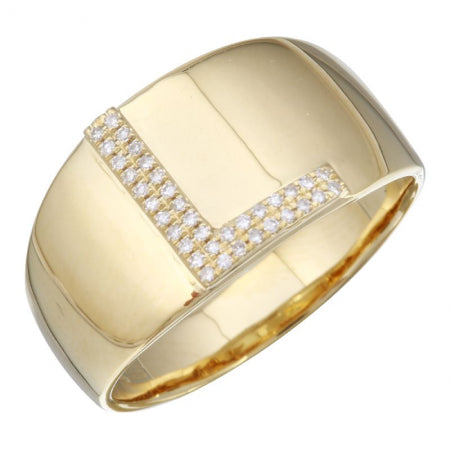 14K Yellow Gold Diamond Block Initial Ring (A-Z) – Maurice's Jewelers