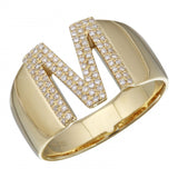 14K Yellow Gold Diamond Block Initial Ring (A-Z)-Rings-superbell-
