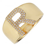 14K Yellow Gold Diamond Block Initial Ring (A-Z)-Rings-superbell-