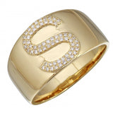 14K Yellow Gold Diamond Block Initial Ring (A-Z)-Rings-superbell-