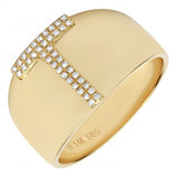14K Yellow Gold Diamond Block Initial Ring (A-Z)-Rings-superbell-