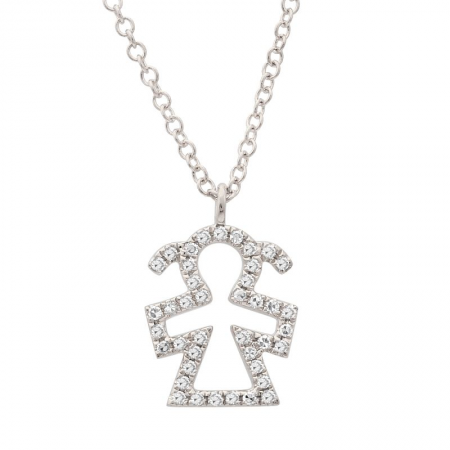 14k White Gold Diamond Girl Necklace
