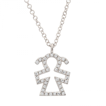 14k White Gold Diamond Girl Necklace-Necklaces-Maurice's Jewelers-
