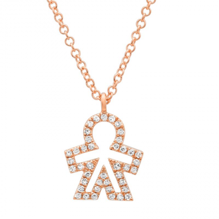 14k Rose Gold Diamond Boy Necklace-Necklaces-Maurice's Jewelers-