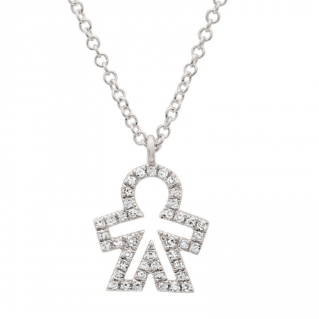 14k White Gold Diamond Boy Necklace