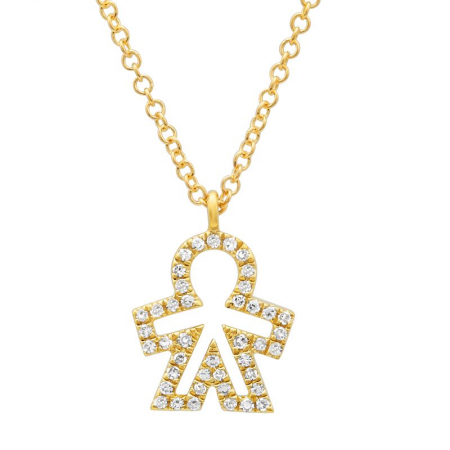 14k Yellow Gold Diamond Boy Necklace-Necklaces-Maurice's Jewelers-
