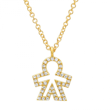 14k Yellow Gold Diamond Boy Necklace