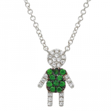 14K Yellow Gold Diamond and Tsavorite Boy Necklace-Necklaces-superbell-White Gold-