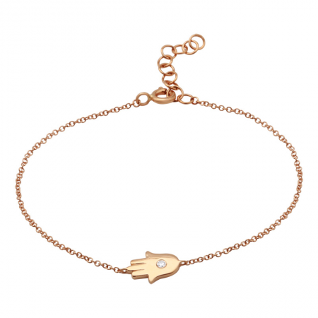 14K Yellow Gold Hamsa Diamond Bracelet-Bracelets-superbell-ROSE GOLD-