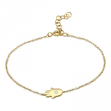 14K Yellow Gold Hamsa Diamond Bracelet-Bracelets-superbell-YELLOW GOLD-