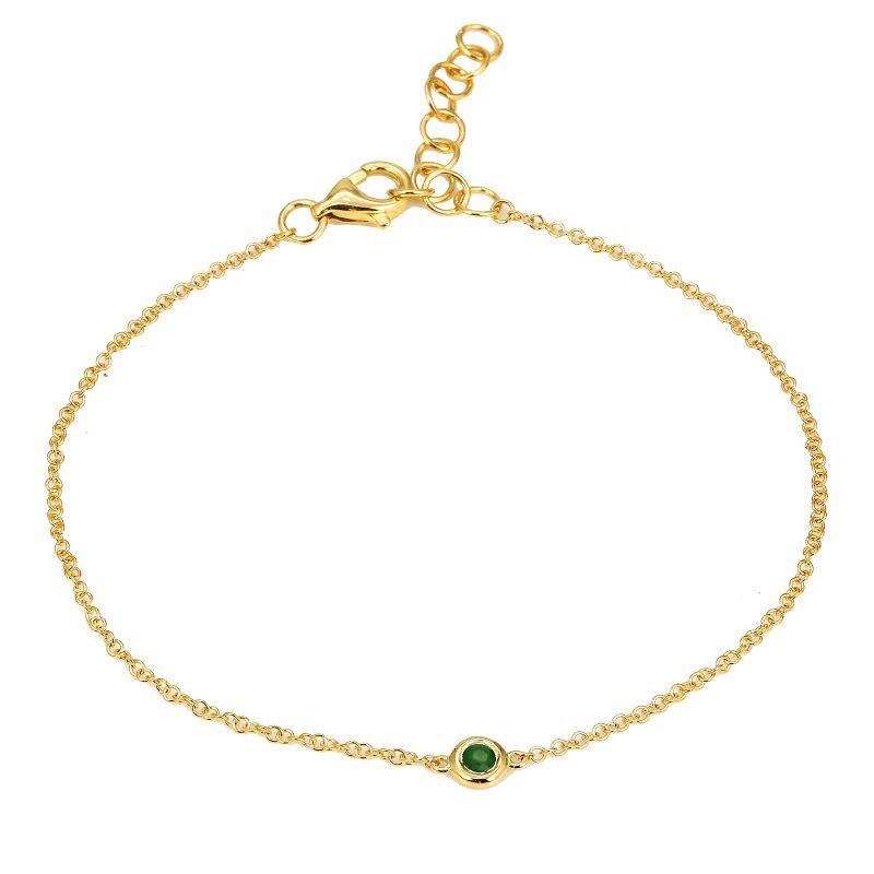 14k Yellow Gold Emerald Gemstone Chain Bracelet-Bracelets-Maurice's Jewelers-