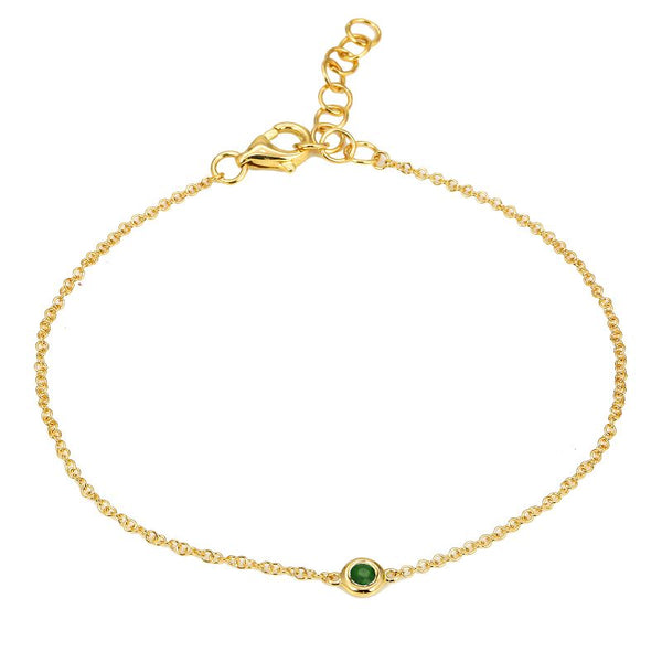 14k Yellow Gold Emerald Gemstone Chain Bracelet-Bracelets-Maurice's Jewelers-