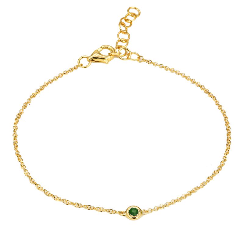 14k Yellow Gold Emerald Gemstone Chain Bracelet