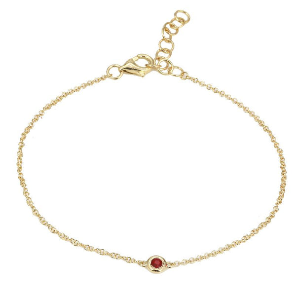 14k Yellow Gold Ruby Gemstone Chain Bracelet